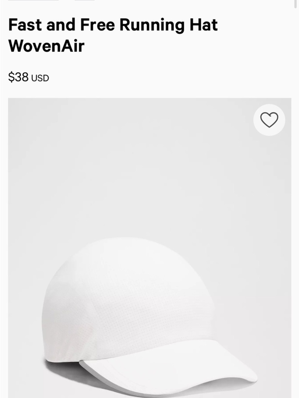 Lululemon Fast and Free Run Hat WovenAir - White